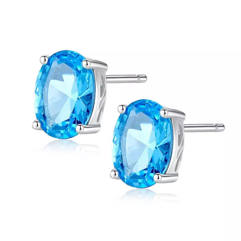 Set Colier si Cercei Din Argint 925 Piatra Blue Sapphire 3.8g