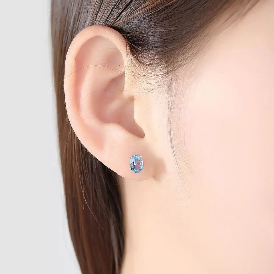 Set Colier si Cercei Din Argint 925 Piatra Blue Sapphire 3.8g