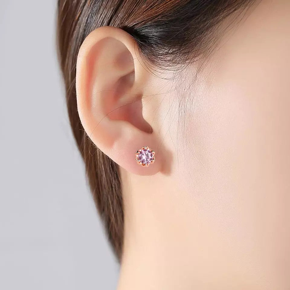 Set Colier si Cercei Din Argint 925 Piatra Pink Cubic Zircon 4.7g