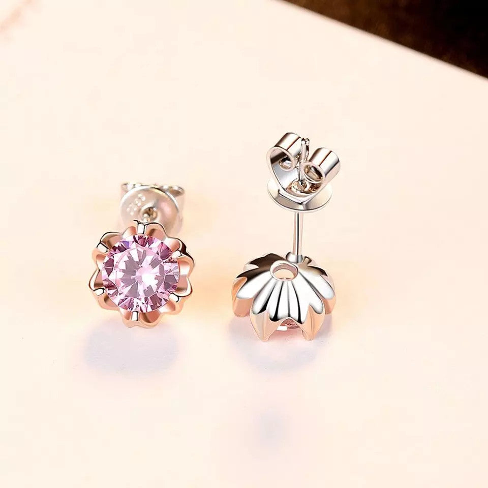 Set Colier si Cercei Din Argint 925 Piatra Pink Cubic Zircon 4.7g