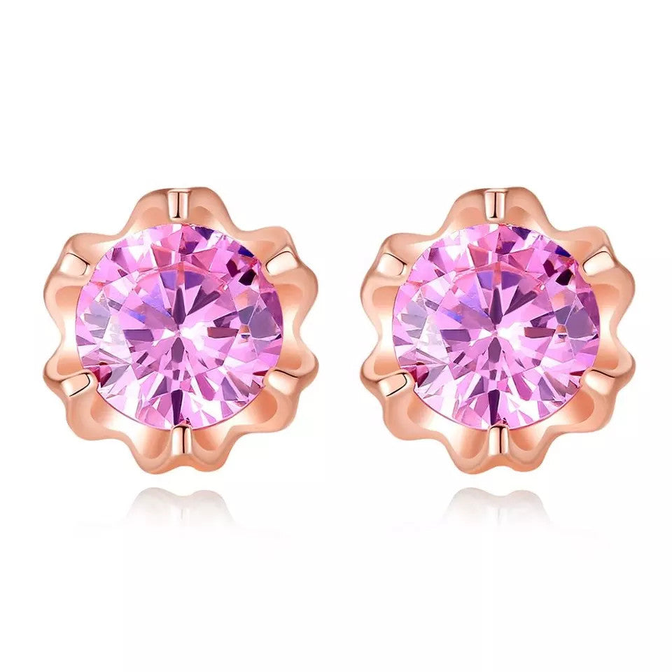 Set Colier si Cercei Din Argint 925 Piatra Pink Cubic Zircon 4.7g
