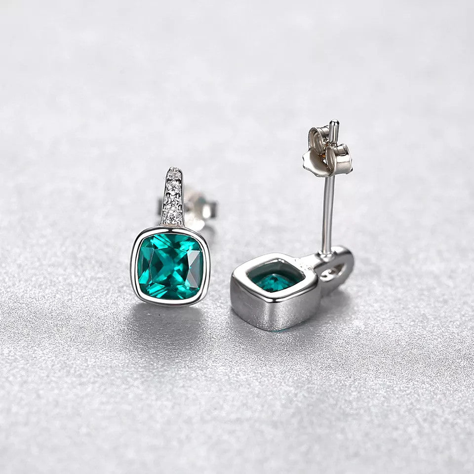 Set Colier si Cercei Din Argint 925 Piatra Verde/Green