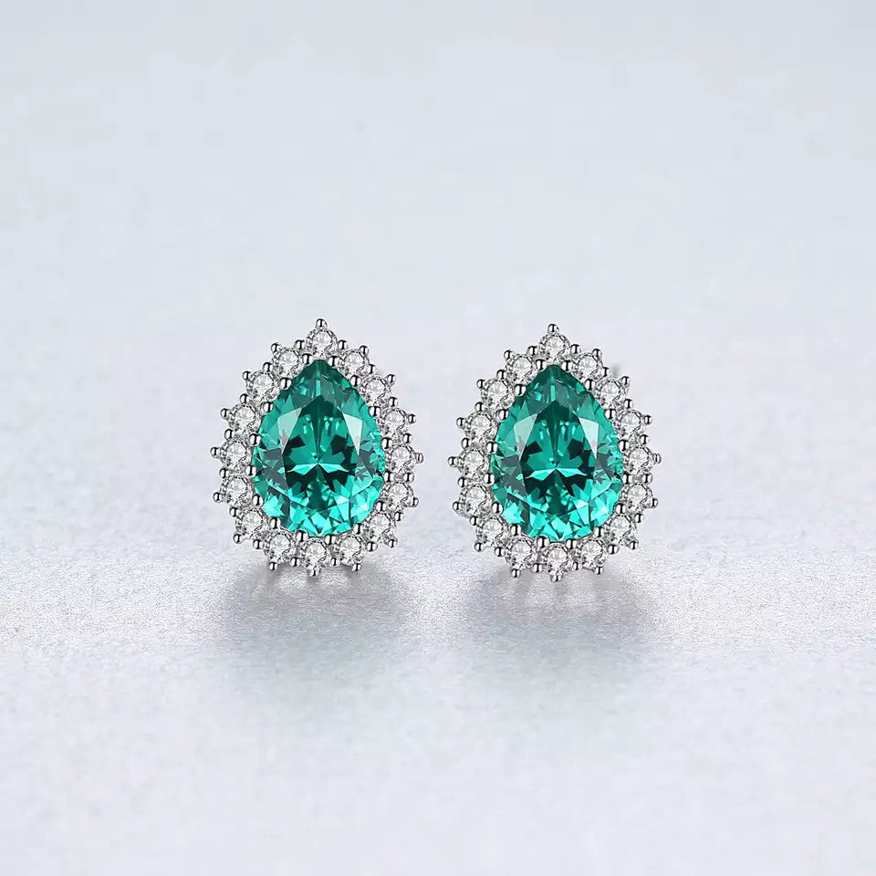 Set Colier si Cercei Din Argint 925 Piatra Verde/Green Zirconiu