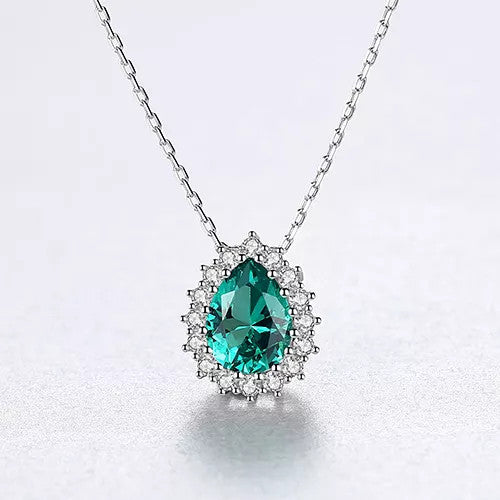 Set Colier si Cercei Din Argint 925 Piatra Verde/Green Zirconiu