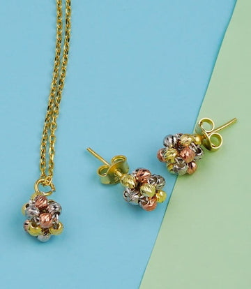 Set Colier Si Cercei Din Argint 925 Placat Aur Bilute Multicolore