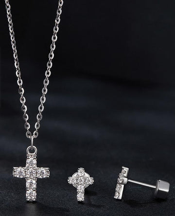 Set de Bijuterii Argint 925 cu Moissanite: Lănțișor, Pandantiv și Cercei