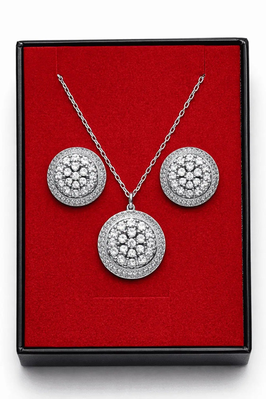 Set Elegant Din Argint 925 Cu Pietre Zirconiu – Design Circular Set 208X