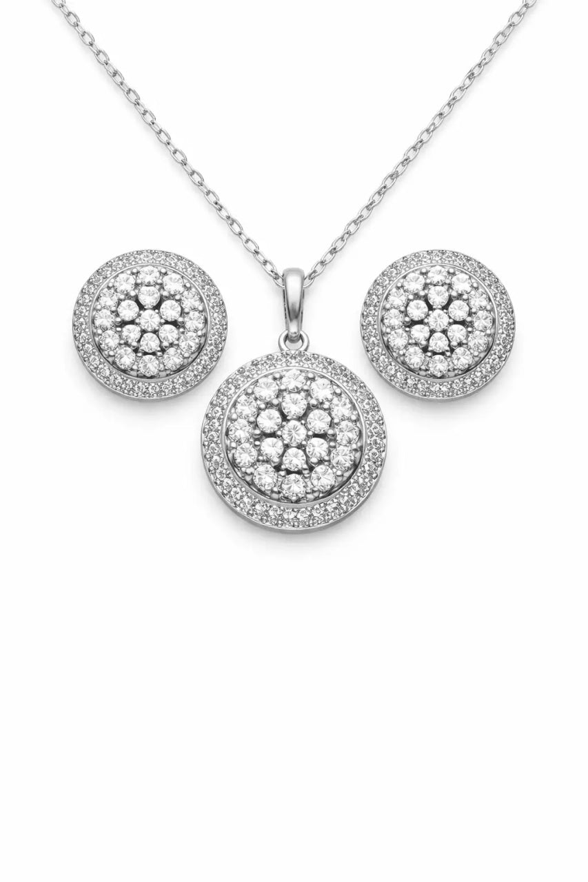 Set Elegant Din Argint 925 Cu Pietre Zirconiu – Design Circular Set 208X