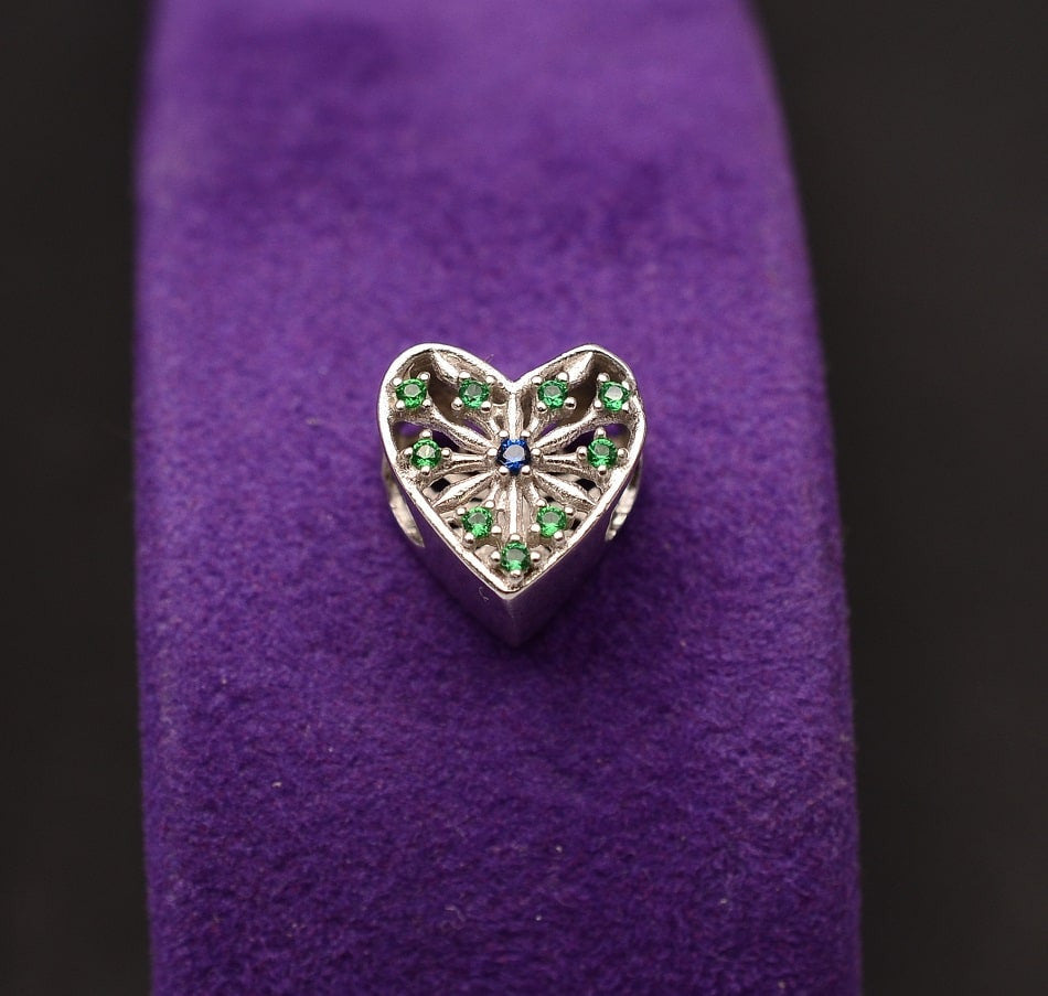 Talisman din Argint 925 Green & Blue Heart