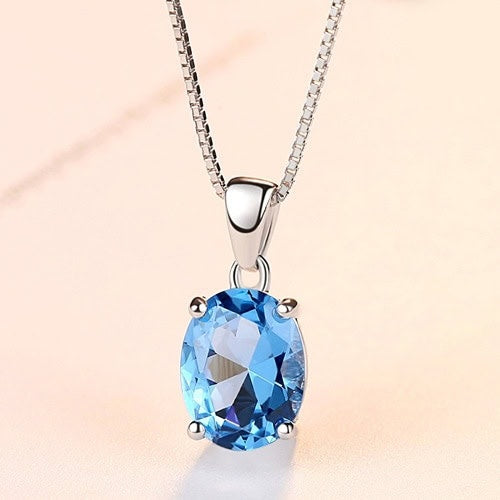 Un Strop de Culoare: Colier din Argint 925 cu Piatra Blue Topaz pentru Femei