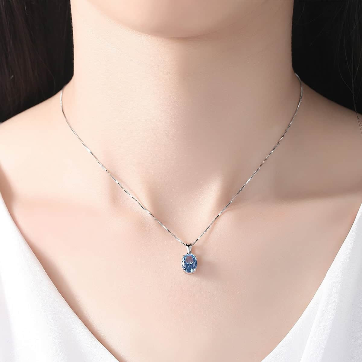 Un Strop de Culoare: Colier din Argint 925 cu Piatra Blue Topaz pentru Femei